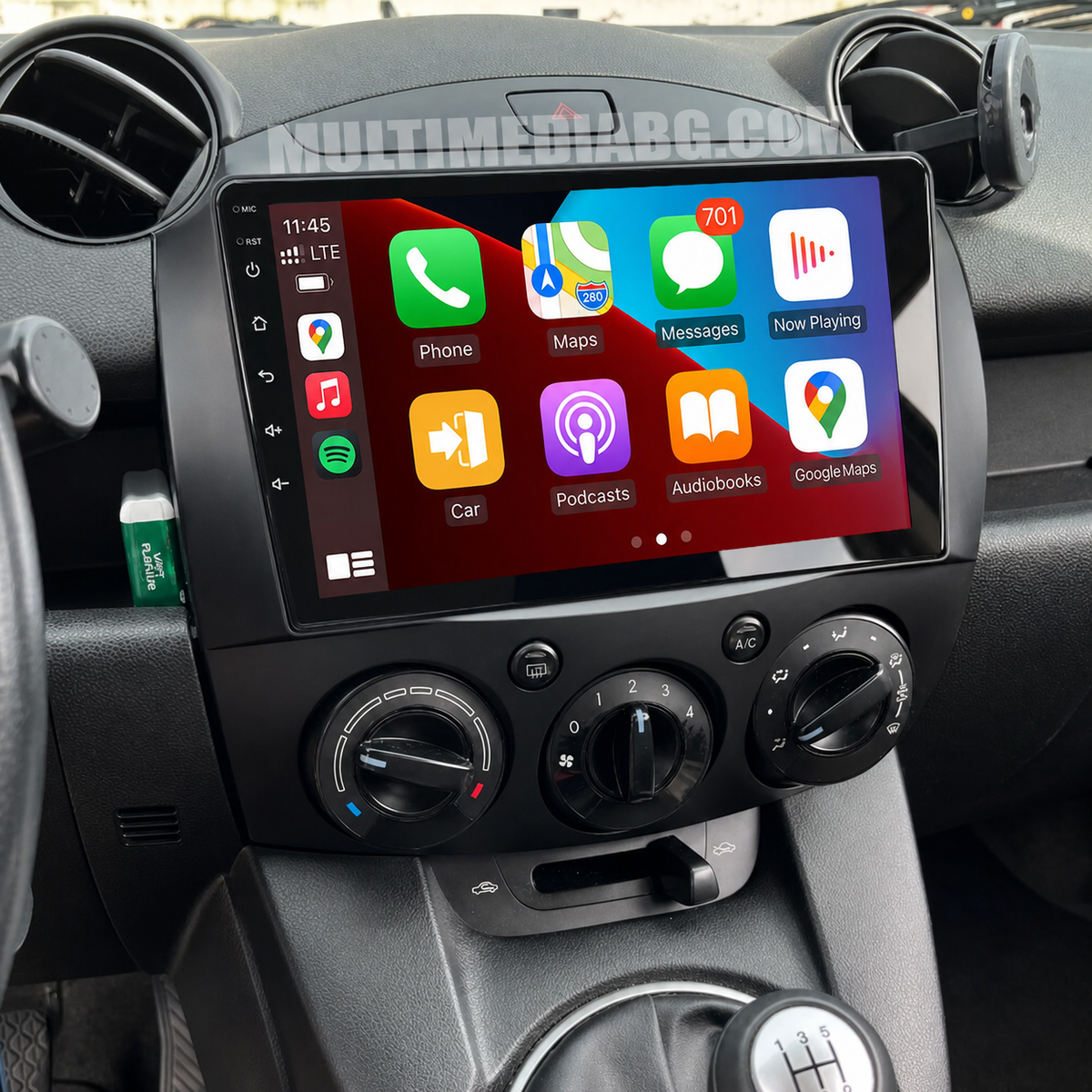 Монтирана Android мултимедия за Mazda 2 2007-2014, интегрирана в автомобилното табло
