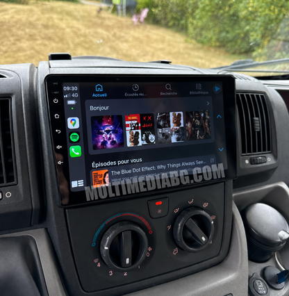 Инсталирана Android мултимедия в Citroen Jumper 2 2006-2022, изглед към таблото и екрана