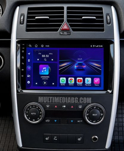 Инсталирана Android мултимедия в Mercedes A Class W169 (2004-2012), изглед към таблото и екрана