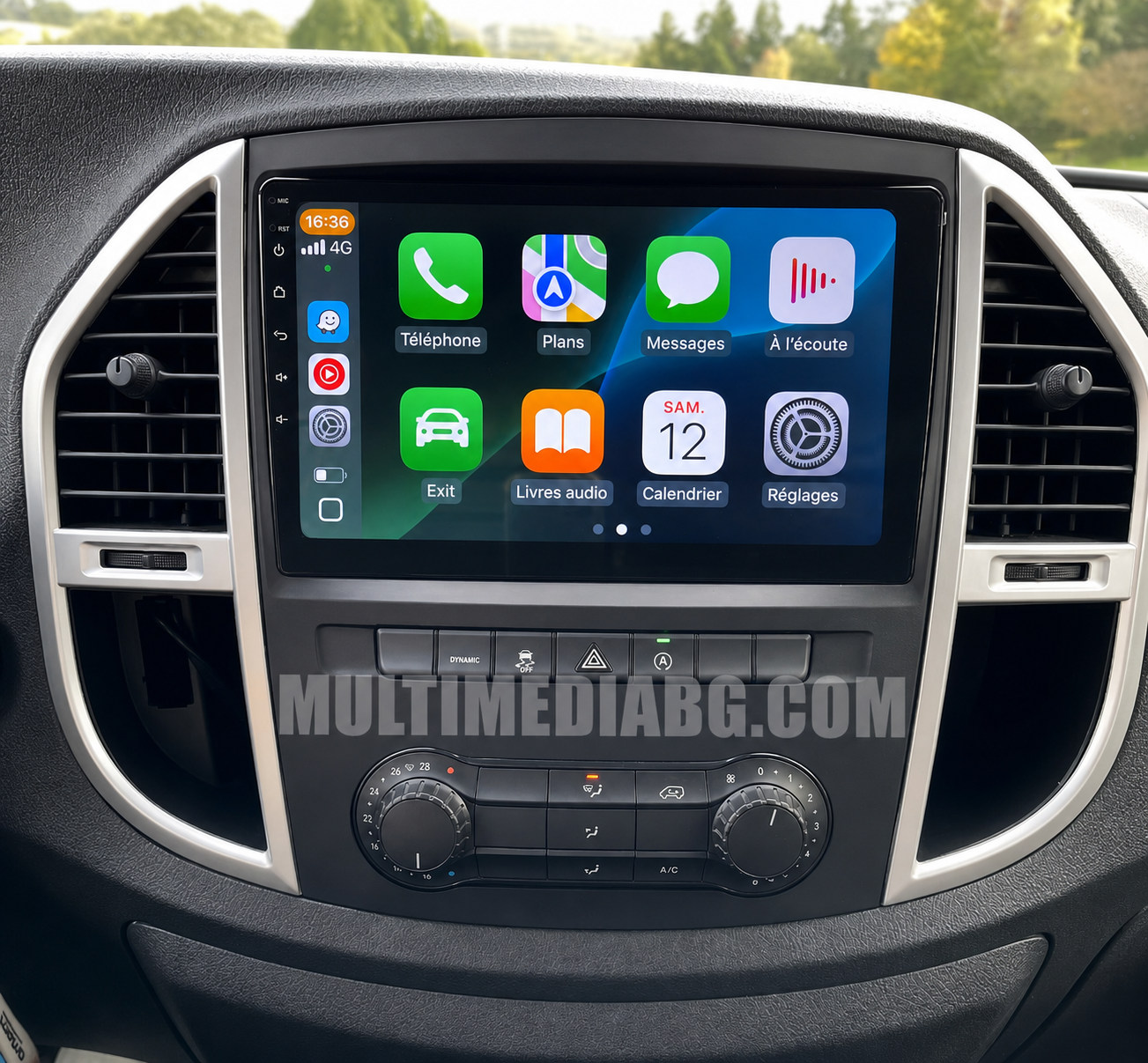 Инсталирана Android мултимедия в Mercedes Vito 3 W447 2014-2020, изглед към таблото и екрана
