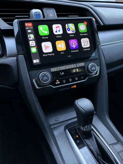 Инсталирана Android мултимедия в Honda Civic 10th 2015 - 2018, изглед към таблото и екрана