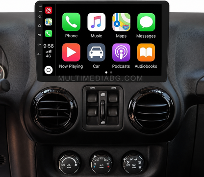 Android навигация, монтирана в таблото на Jeep Liberty 2008 - 2010, изглед към централната конзола