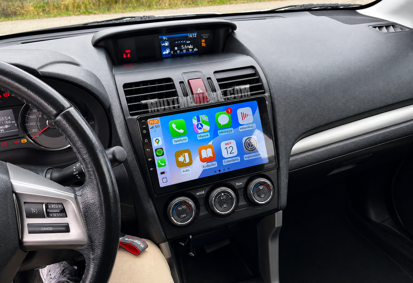 Инсталирана Android мултимедия в Subaru Forester 2012-2018, изглед към таблото и екрана