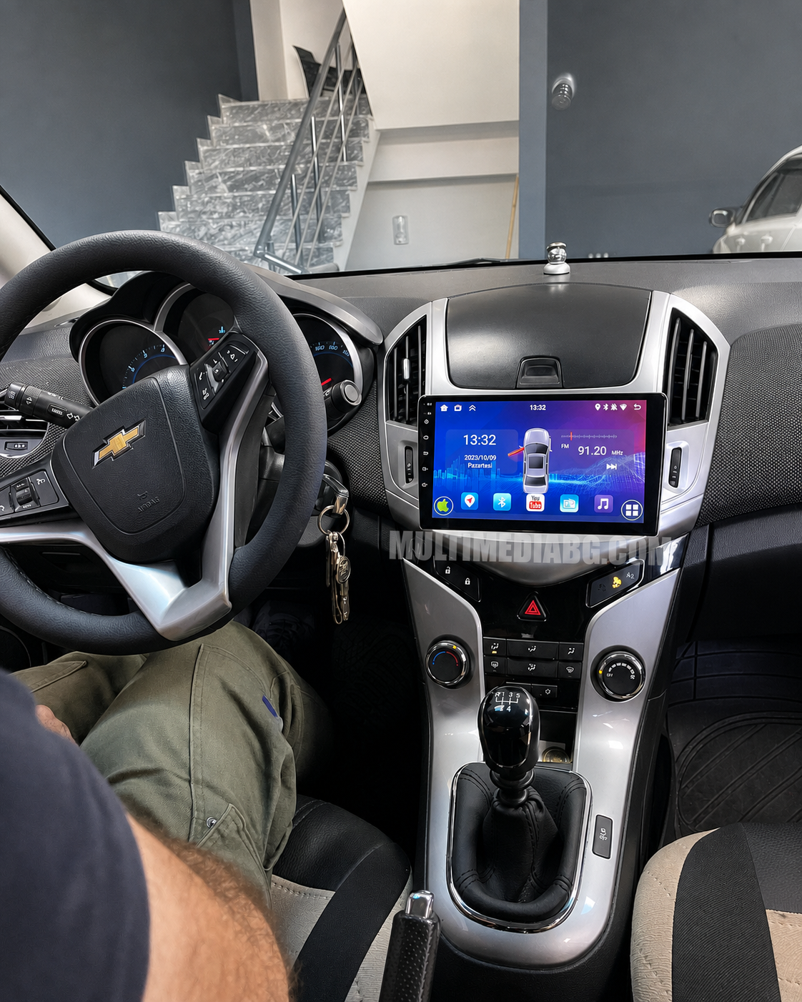 Инсталирана Android мултимедия в Chevrolet Cruze J300 / J308 2012 - 2015, изглед към таблото и екрана