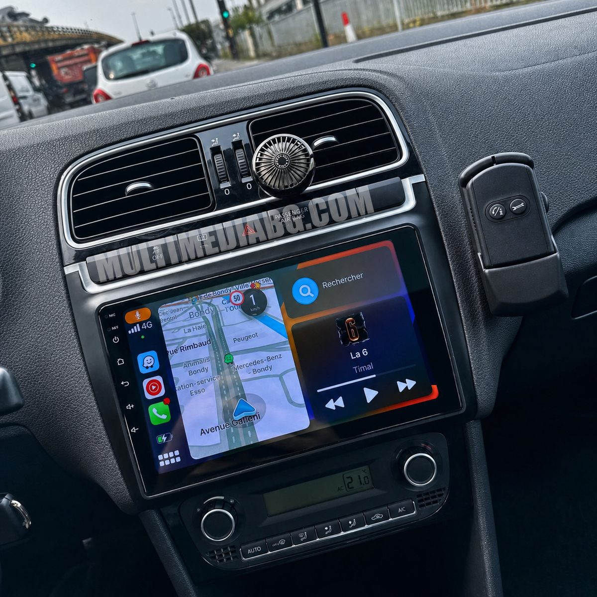 Инсталирана Android мултимедия в Volkswagen Polo 5 2008 - 2020, изглед към таблото и екрана