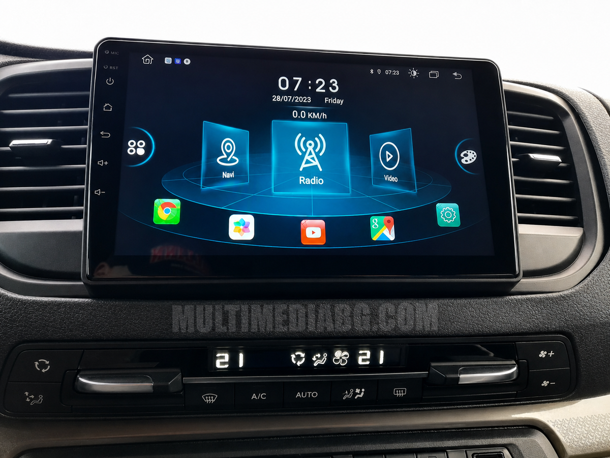 Инсталирана Android мултимедия в Citroen Jumpy 3 2016 - 2021, изглед към таблото и екрана