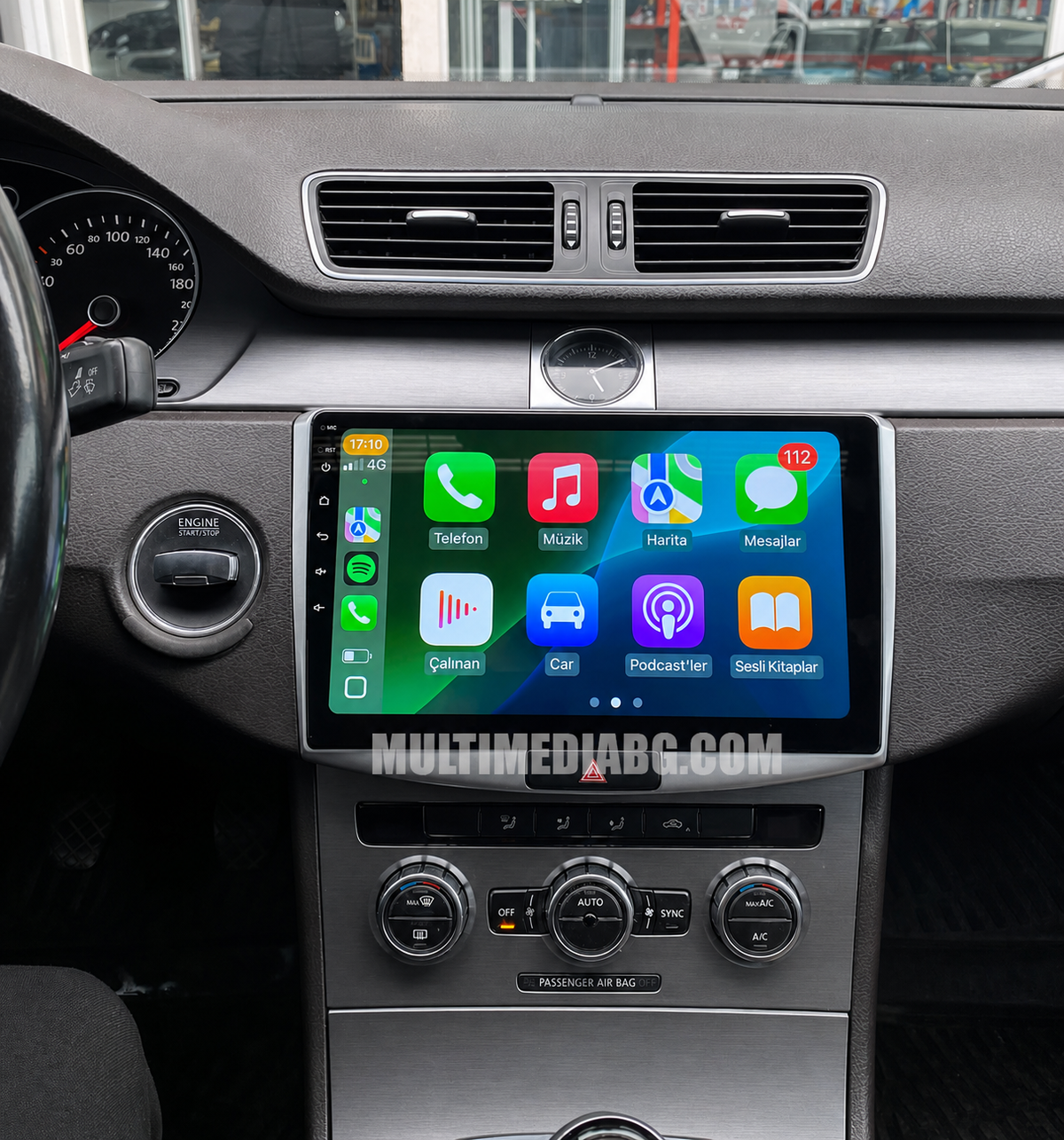 Инсталирана Android мултимедия в Volkswagen Passat B6 B7 2010-2015, изглед към таблото и екрана