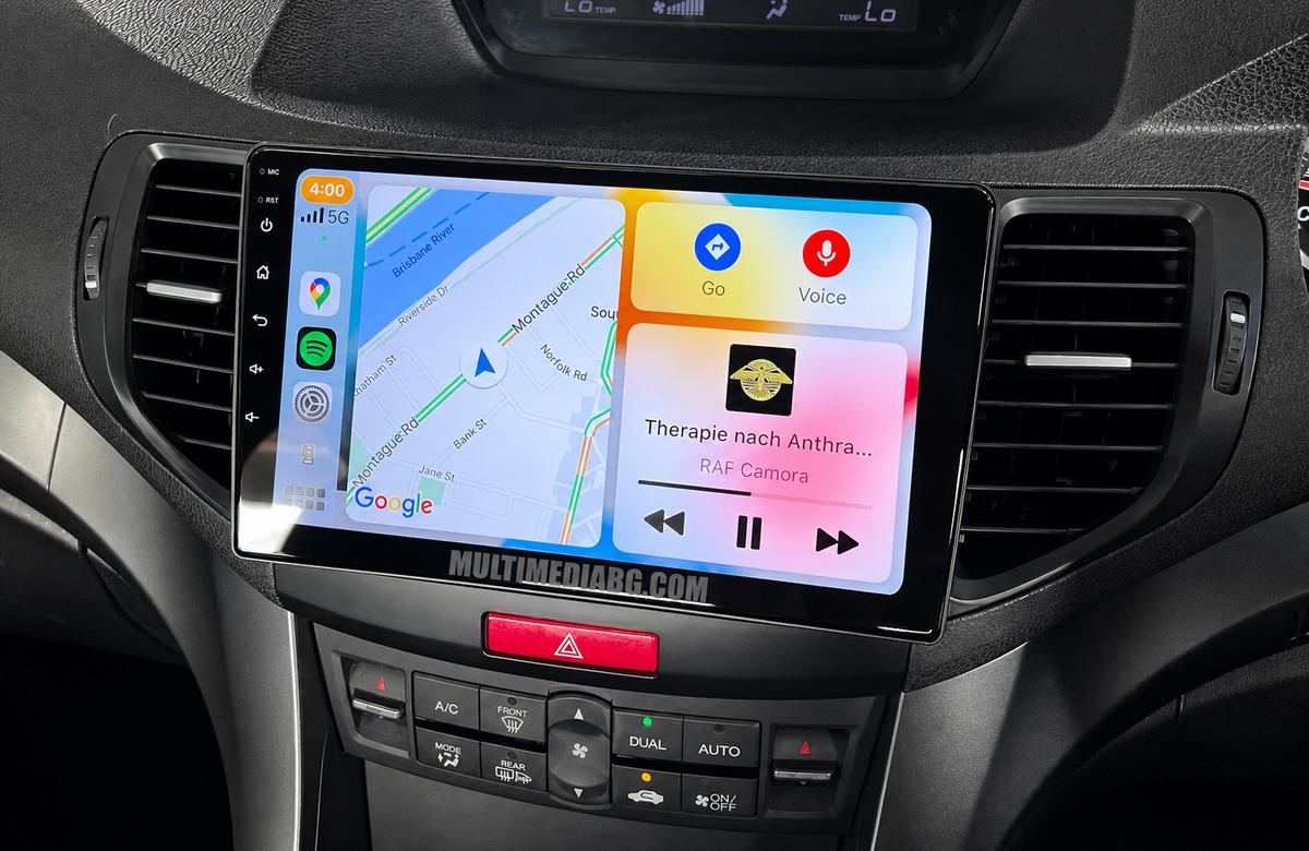 Android навигация, монтирана в таблото на Honda Accord 8 2008-2012, изглед към централната конзола