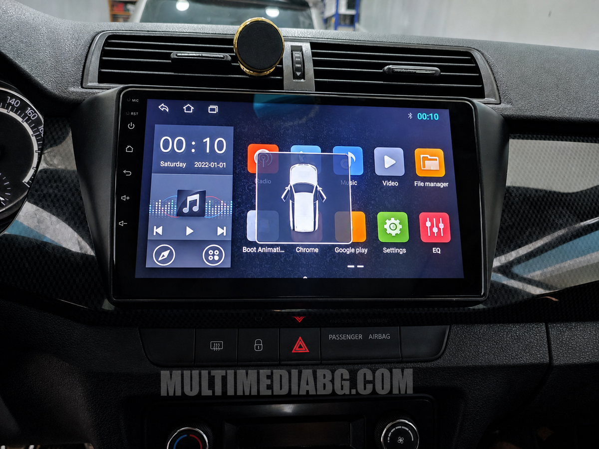 Инсталирана Android мултимедия в Skoda Fabia 3 2015 - 2019, изглед към таблото и екрана