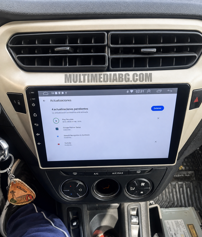 Android навигация, монтирана в таблото на Peugeot 301 2013-2018, изглед към централната конзола