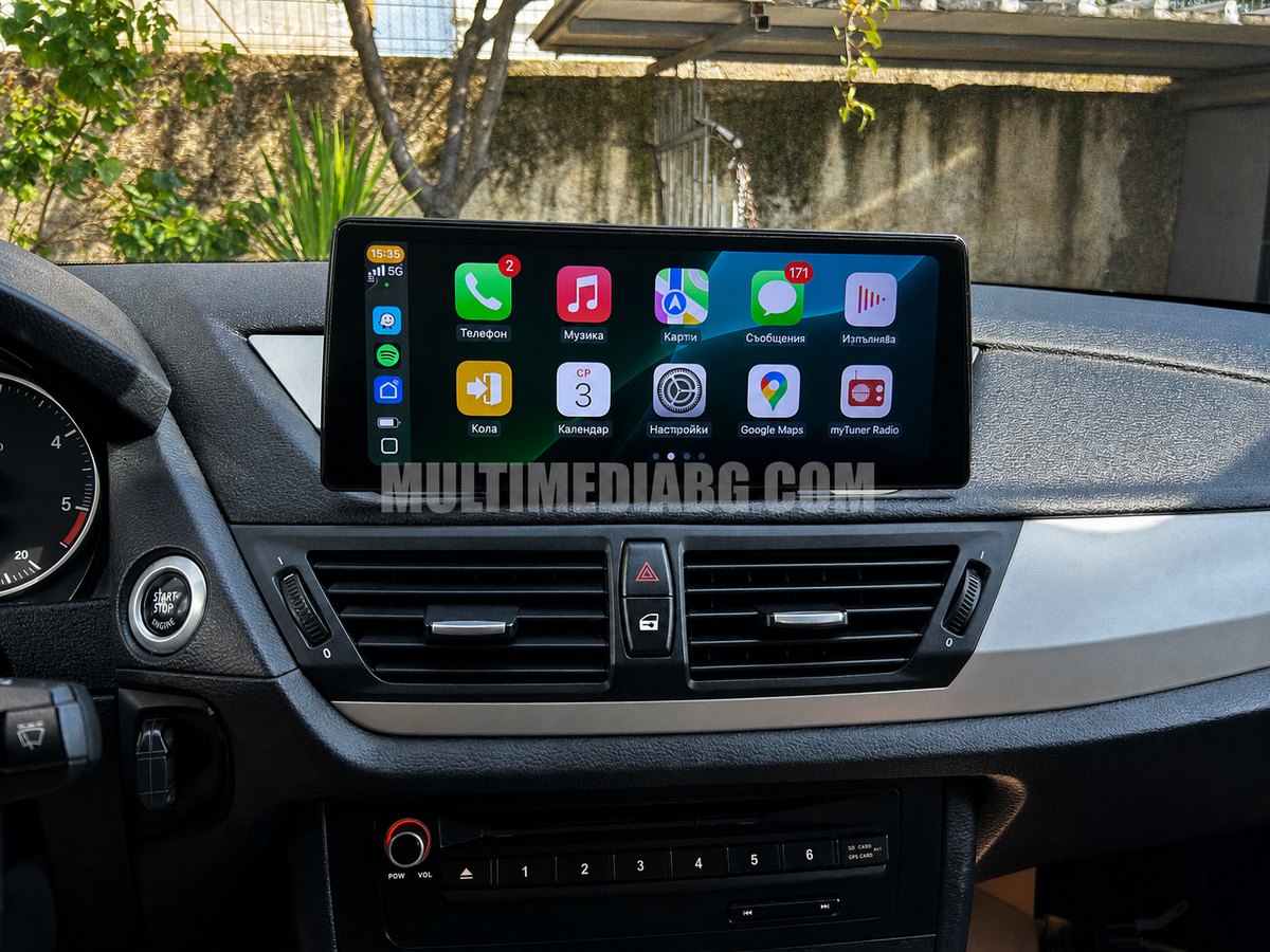 Инсталирана Android мултимедия в BMW X1 E84 2009-2015, изглед към таблото и екрана