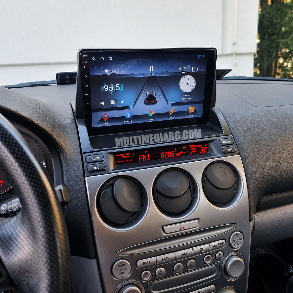 Инсталирана Android мултимедия в Mazda 6 2002 - 2008, изглед към таблото и екрана