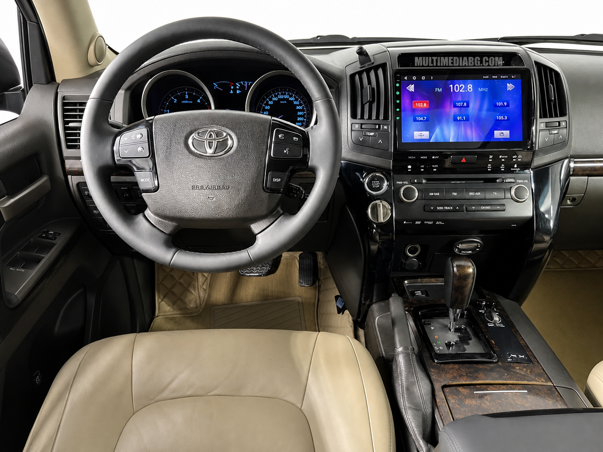 Инсталирана Android мултимедия в Toyota Land Criuser LC200 2008 - 2015, изглед към таблото и екрана