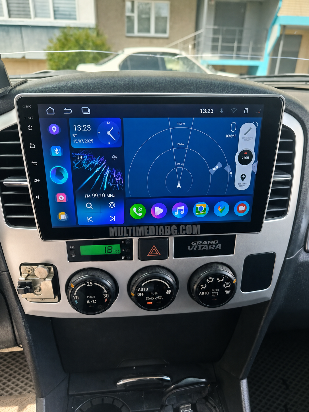 Инсталирана Android мултимедия в Suzuki Grand Vitara  2003 - 2006, изглед към таблото и екрана