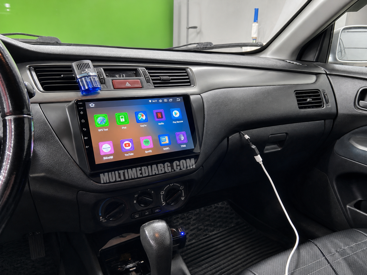 Инсталирана Android мултимедия в Mitsubishi Lancer 2000 - 2010, изглед към таблото и екрана