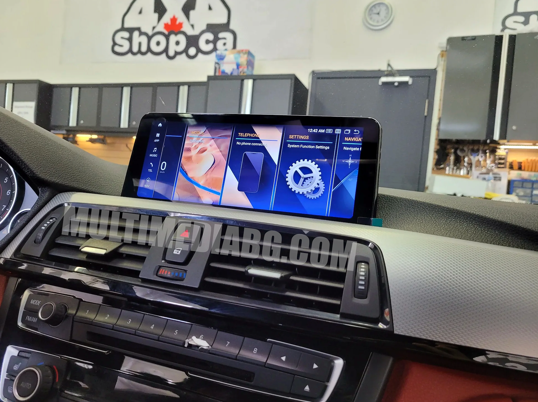 Инсталирана Android мултимедия в BMW Серия 3 F30/F31 с NBT, изглед към централната конзола.