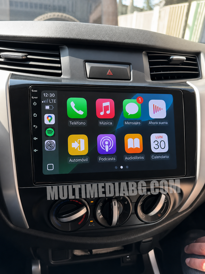 Инсталирана Android мултимедия в Nissan Navara NP300 2015–2024, изглед към централната конзола.