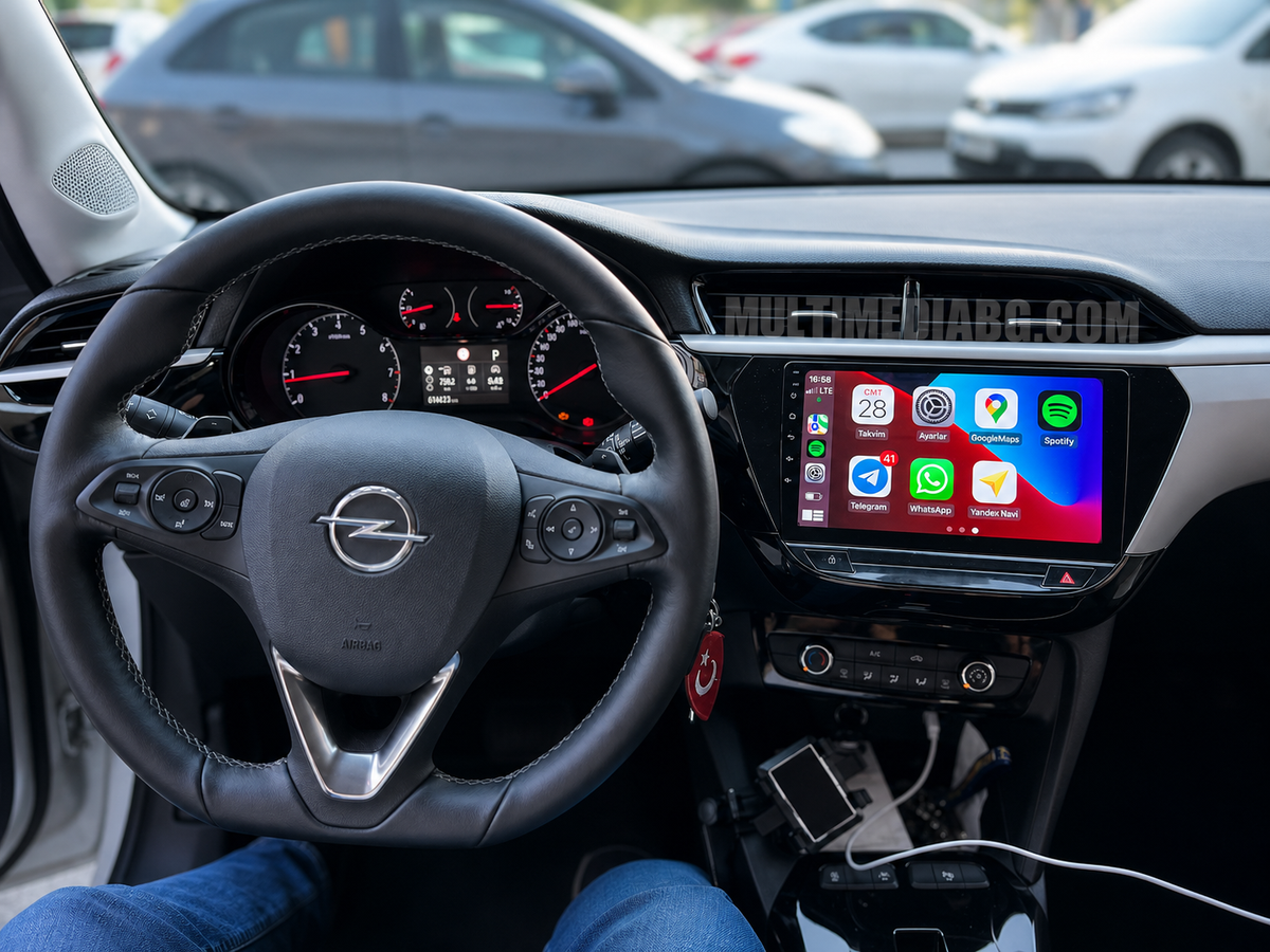 Инсталирана Android мултимедия в Opel Corsa F 2019–2023 9, изглед към таблото и екрана