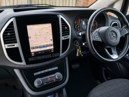 Android навигация, монтирана в таблото на Mercedes Vito 3 W447 2014-2020 9.7", изглед към централната конзола