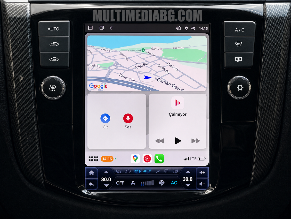 Android навигация с карта в Nissan Navara NP300 2015–2024, близък изглед