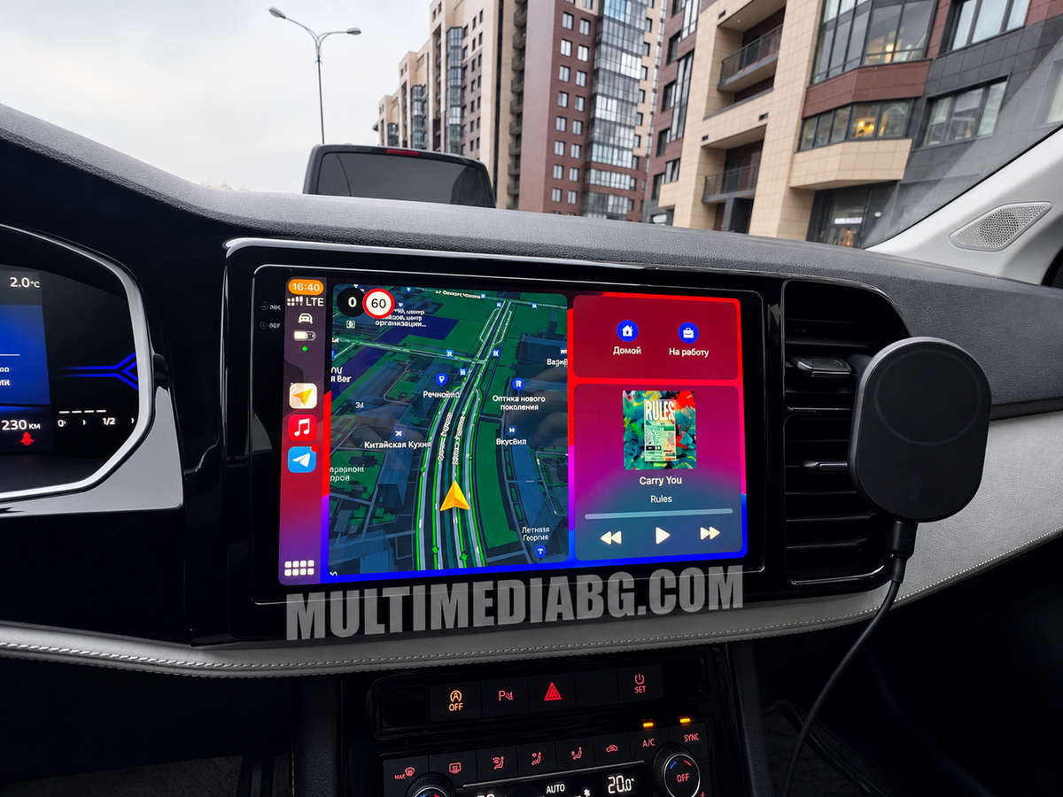 Инсталирана Android мултимедия в Volkswagen Jetta VS5 2019-2024, изглед към таблото и екрана