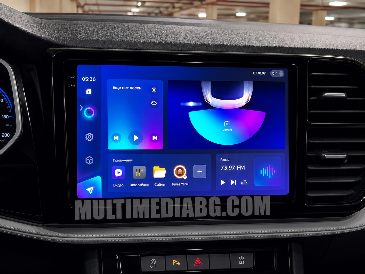 Android навигация, монтирана в таблото на Volkswagen Jetta VS5 2019-2024, изглед към централната конзола