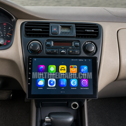 Android навигация, монтирана в таблото на Honda Accord 6 1998-2003, изглед към централната конзола