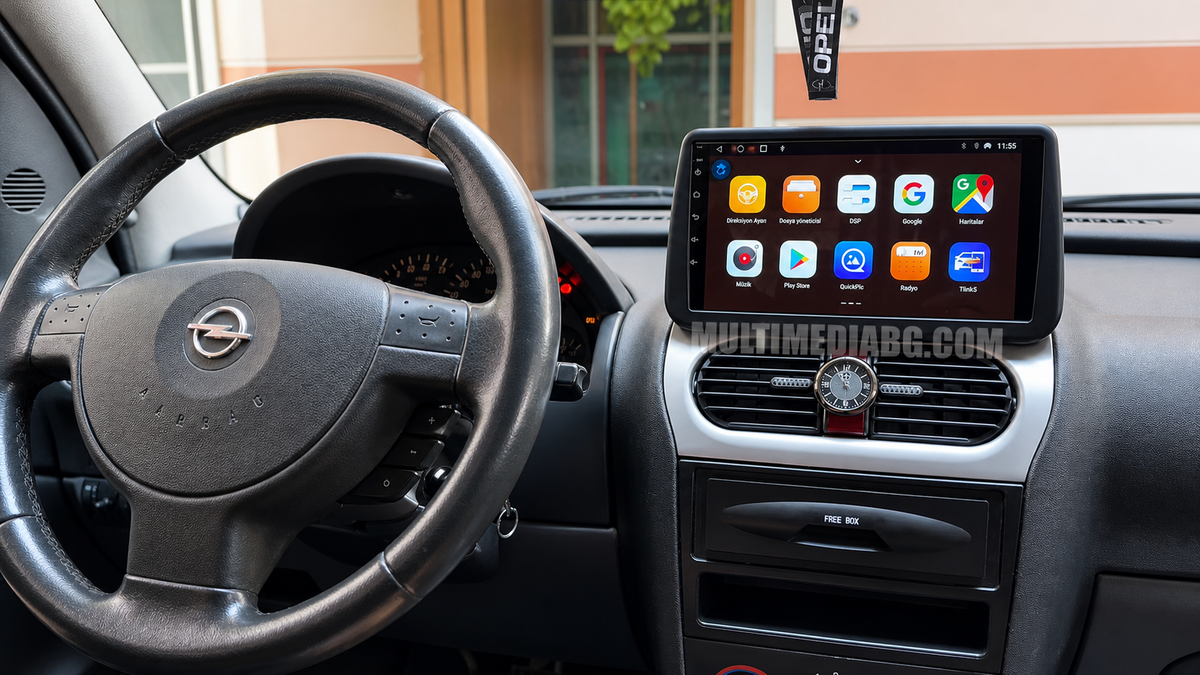 Инсталирана Android мултимедия в Opel Corsa 2001–2011, изглед към централната конзола.