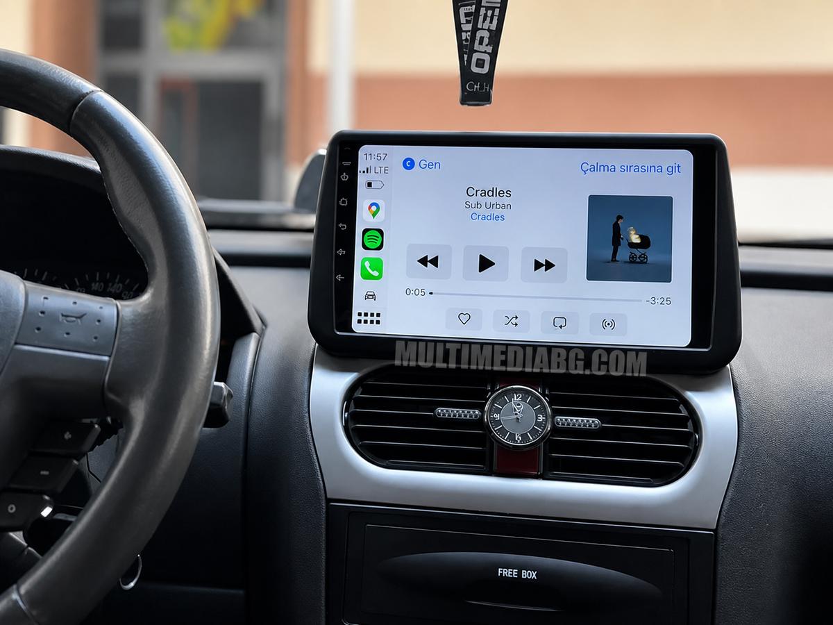 Android навигация в Opel Corsa 2001–2011, показана от мястото на водача.