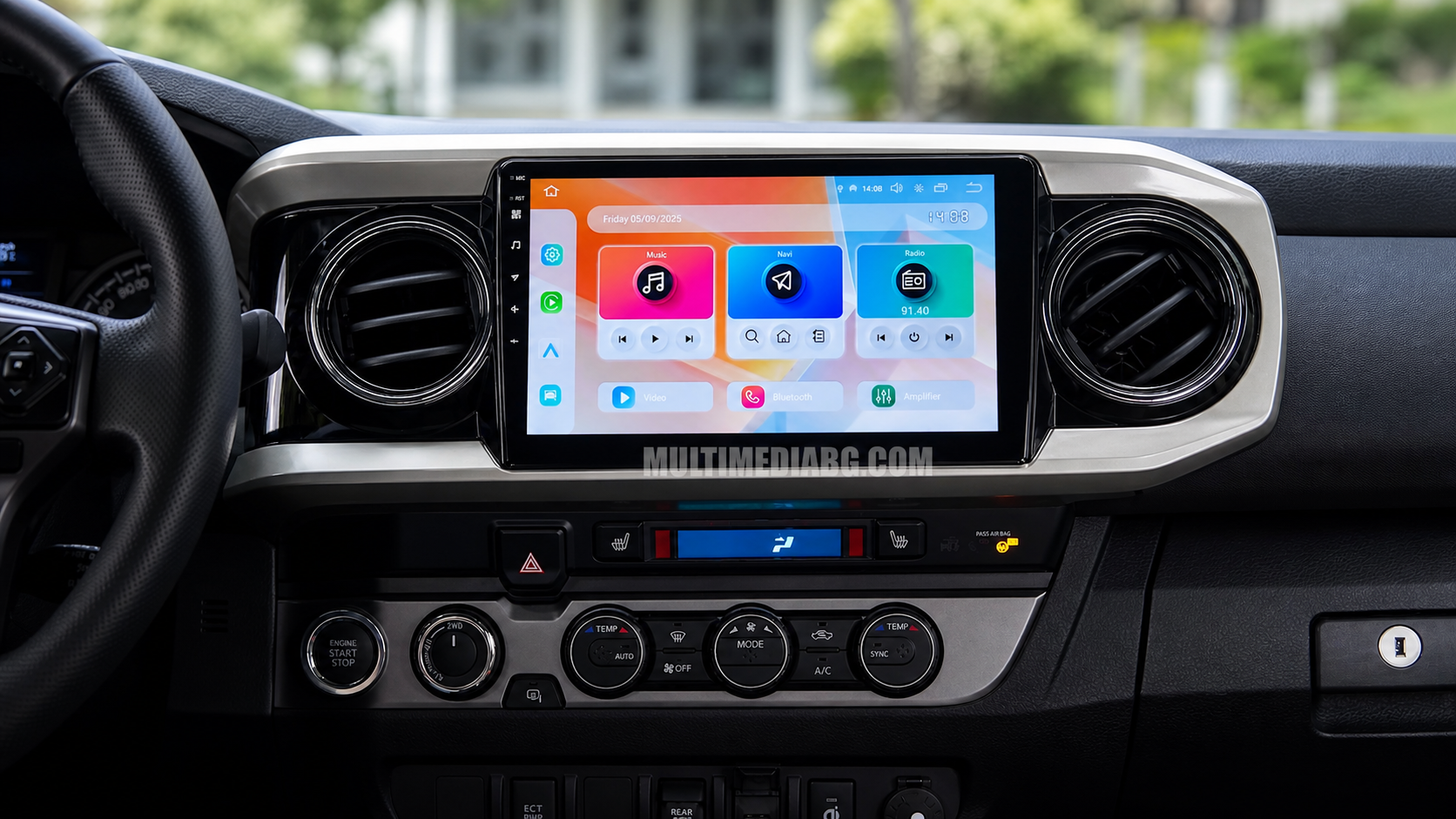 Монтирана Android навигация в Toyota Tacoma 2015–2021 с цветно начално меню