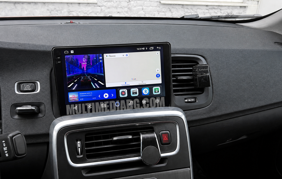 Инсталирана Android мултимедия в Volvo S60 2011-2019, изглед към таблото и екрана