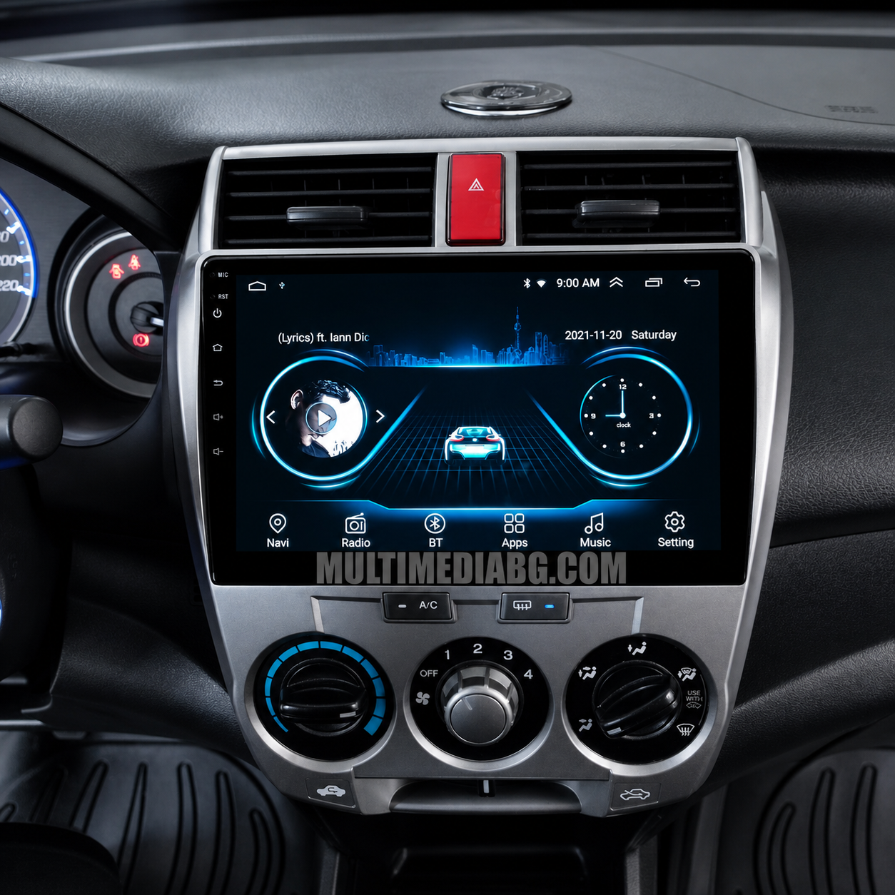 Инсталирана Android мултимедия в Honda City 2008-2013, изглед към таблото и екрана