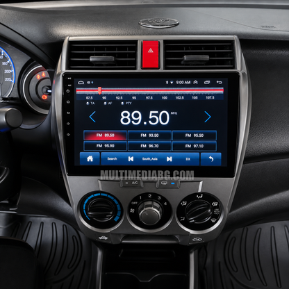 Android навигация, монтирана в таблото на Honda City 2008-2013, изглед към централната конзола