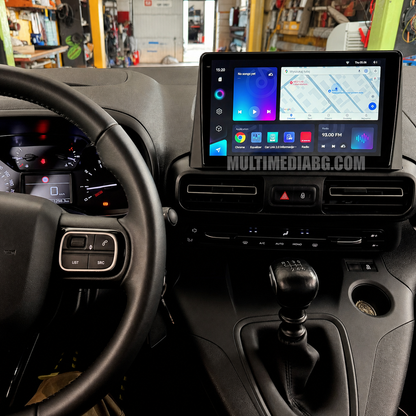 Инсталирана Android мултимедия в Citroen Berlingo 3 2018-2024, изглед към таблото и екрана