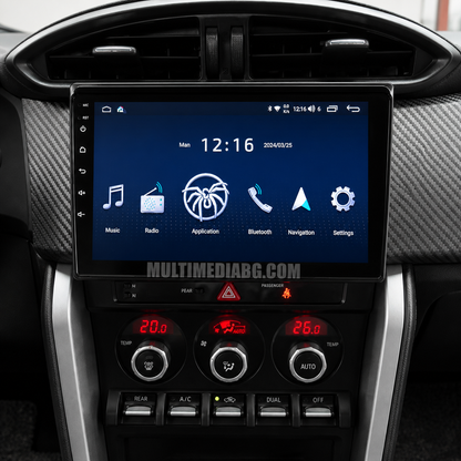 Интегрирана Android система в таблото на Subaru BRZ 2012–2020, страничен изглед.
