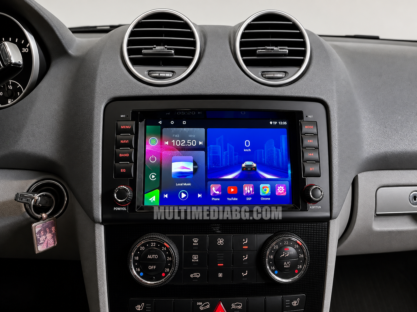 Инсталирана Android мултимедия в Mercedes-Benz GL-Class X164 2005-2012, изглед към таблото и екрана