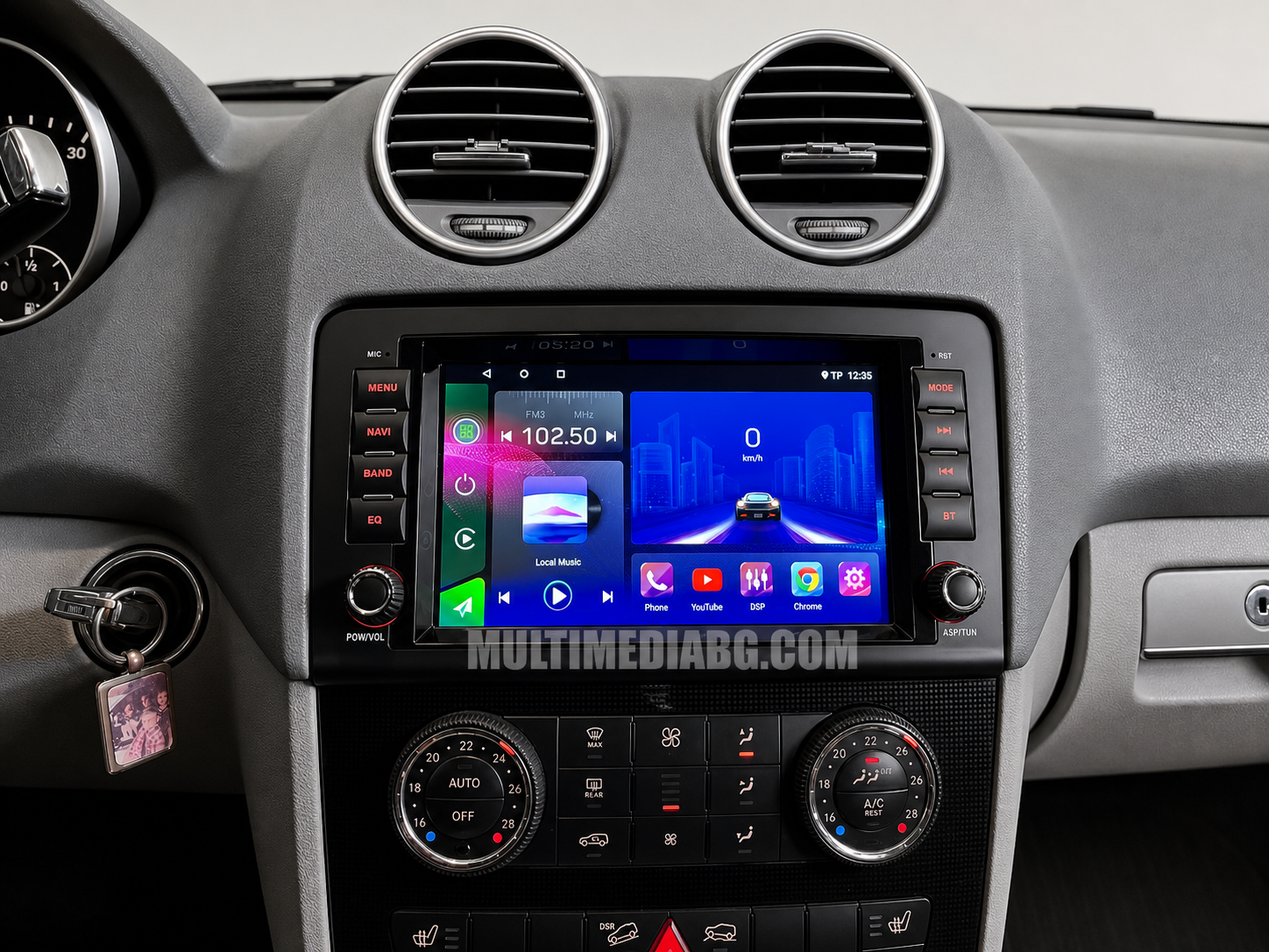 Инсталирана Android мултимедия в Mercedes-Benz GL-Class X164 2005-2012, изглед към таблото и екрана