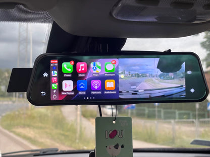 10" 4K Смарт Огледало с DVR, CarPlay, Android Auto, GPS и 5G Wi-Fi