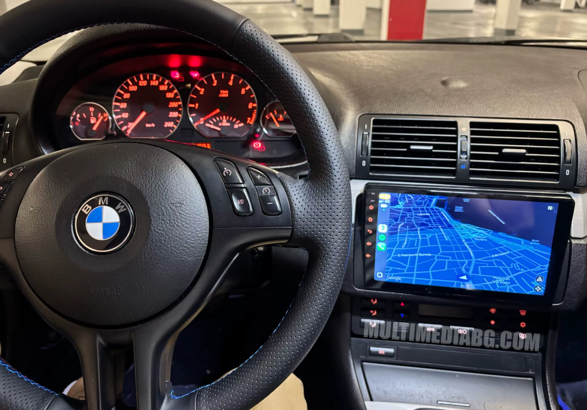 Монтирана Android мултимедия за BMW E46 – реален изглед в автомобила – изглед 4