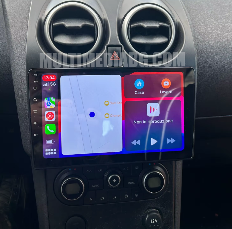 Монтирана Android мултимедия за Nissan Qashqai J10 – реален изглед в автомобила – изглед 2