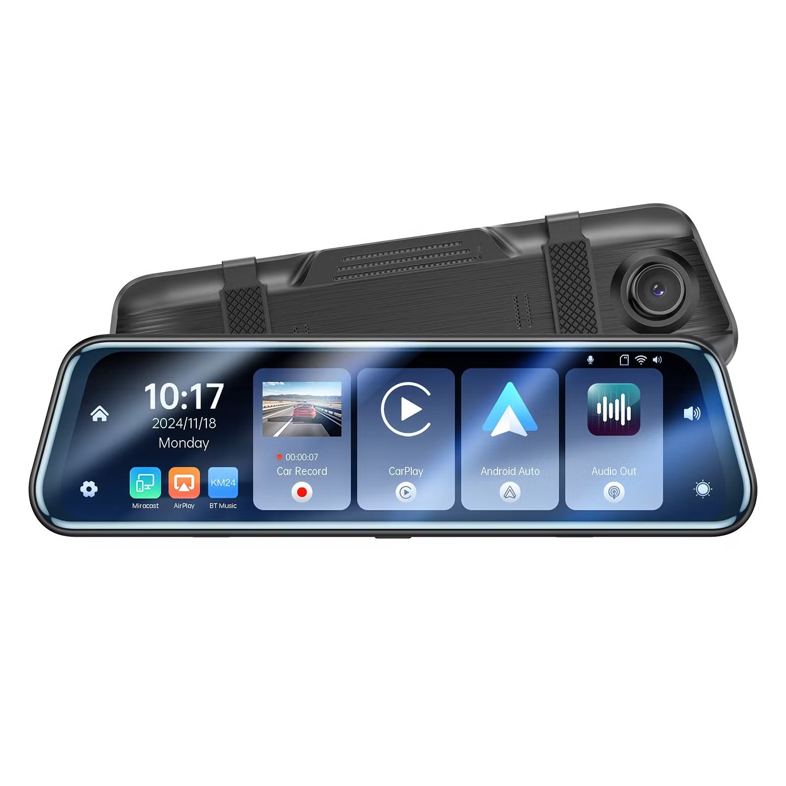 10" 4K Смарт Огледало с DVR, CarPlay, Android Auto, GPS и 5G Wi-Fi