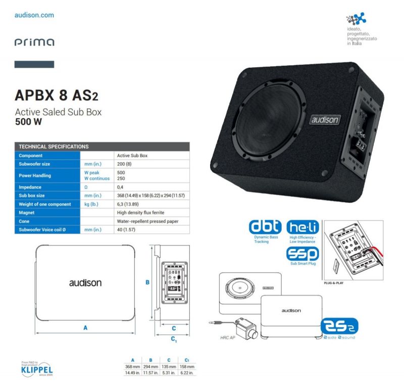 Audison Prima APBX 8 AS Active 8″