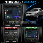 Табло на Ford Mondeo 3 2004-2007 преди и след монтаж на Android мултимедия с CarPlay и Waze навигация.