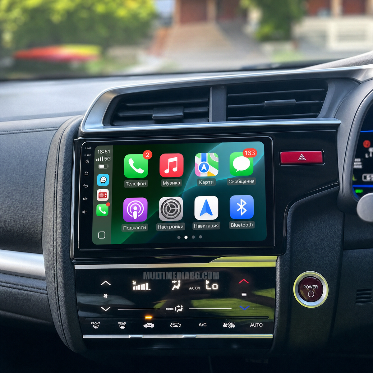 Honda Jazz 2014-2015 – Android мултимедия с CarPlay, GPS навигация и Bluetooth – реална инсталация в автомобила