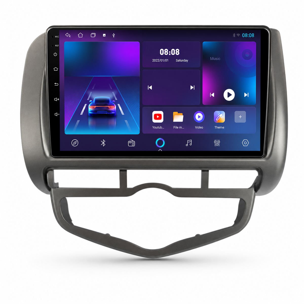 Android мултимедия с рамка за Honda Jazz Fit GD 2002-2007, 9-инчов QLED дисплей, CarPlay и навигация, климатроник