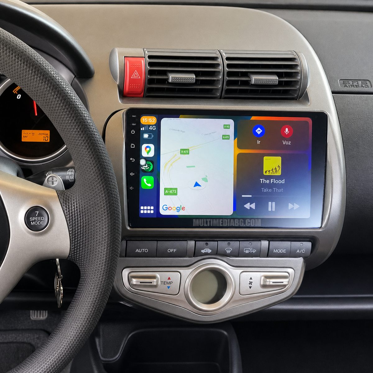 Монтирана Android мултимедия за Honda Jazz – реален изглед в автомобила – изглед 3