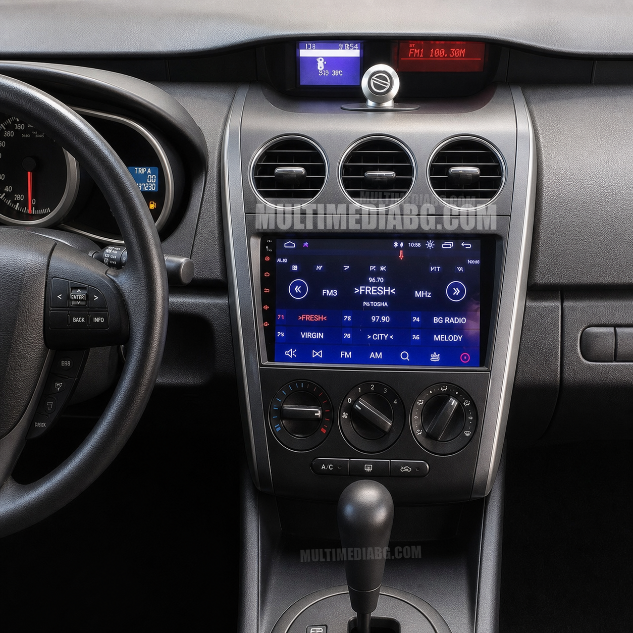 Mazda CX-7 2008-2015 – Android мултимедия с CarPlay, GPS навигация и Bluetooth – радио интерфейс след монтаж