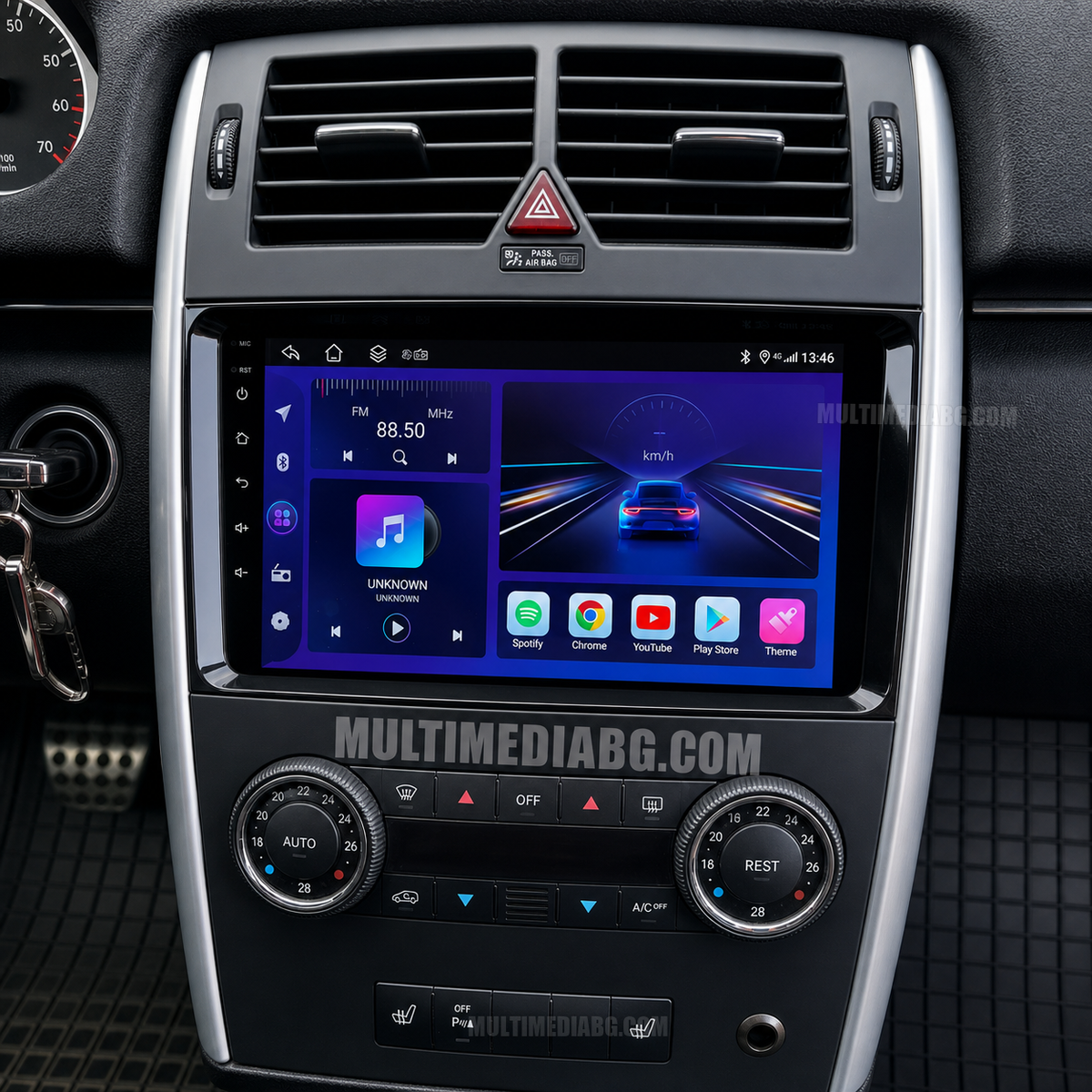 Mercedes B Class W245 (2004-2012) – Android мултимедия с CarPlay, GPS навигация и Bluetooth – управление на климатроника от екрана