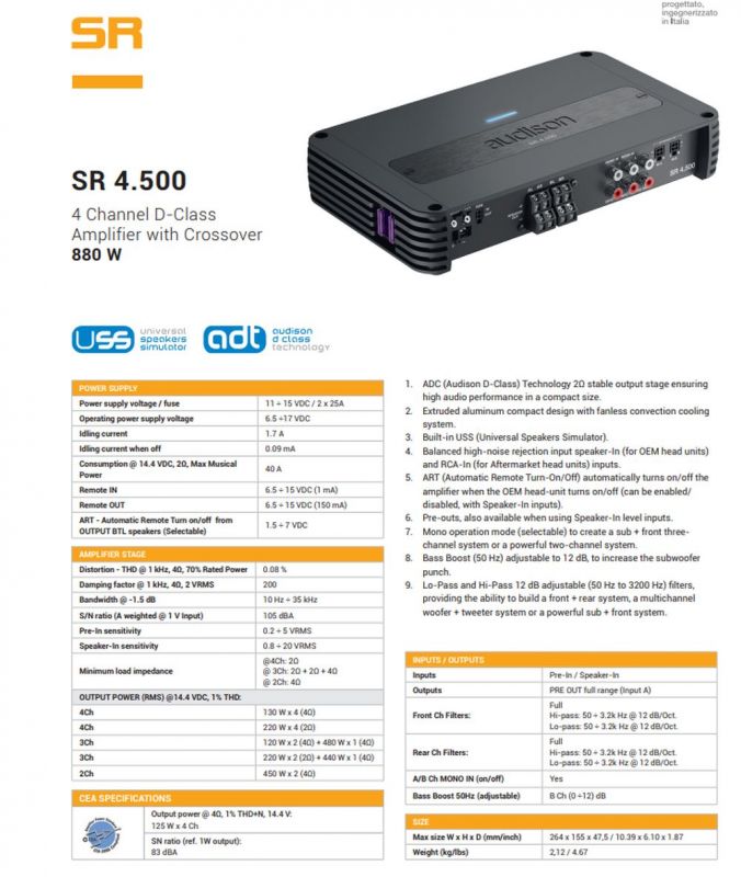 Audison SR 4.500 Ver.2