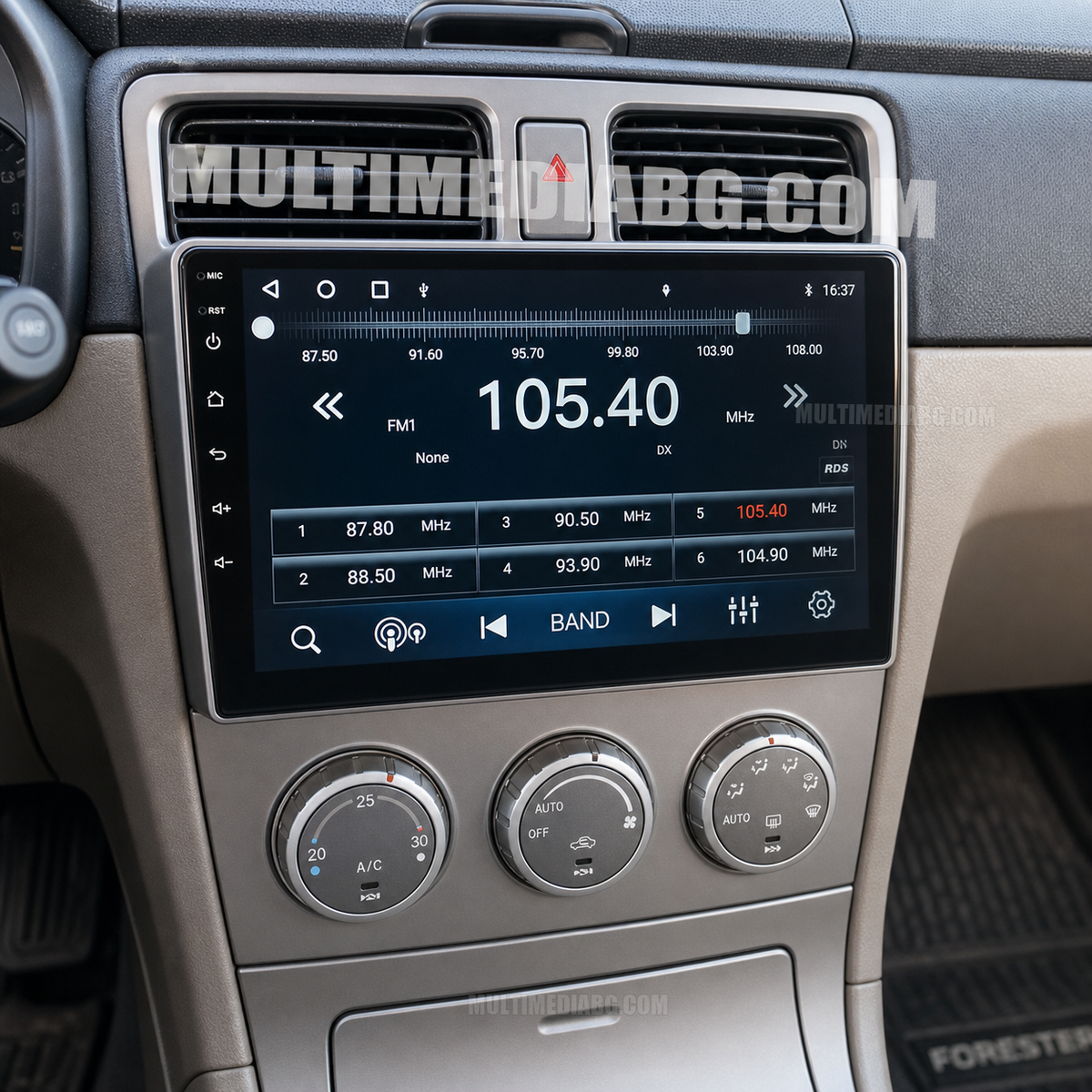 Subaru Forester 2002-2008 – Android мултимедия с CarPlay, GPS навигация и Bluetooth – радио интерфейс след монтаж